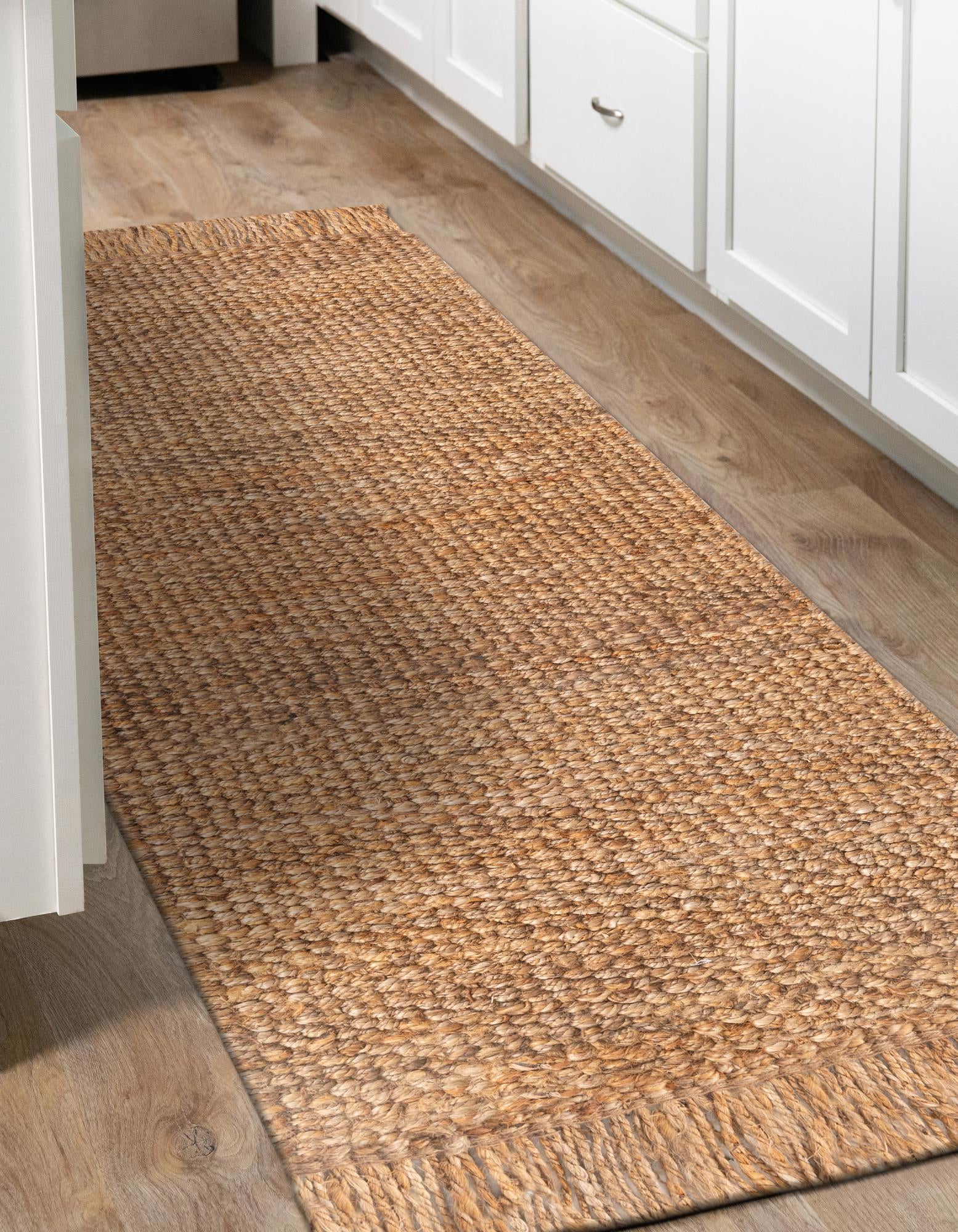 Natural 2' x 8' Hand Woven Chunky Jute Runner Rug | Rugs.com