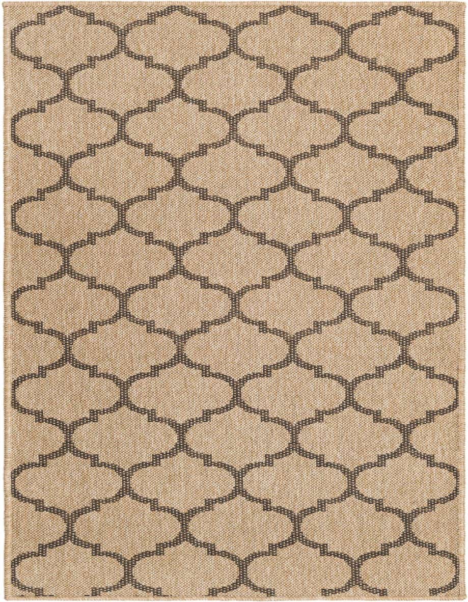 A 6 ft runner rug featuring a modern trellis pattern in shades of brown and tan, ideal for hallways.