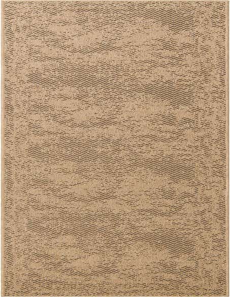 A 12 ft runner rug from the Rugs.com Dunes collection, featuring a modern textured chevron pattern in brown and tan.