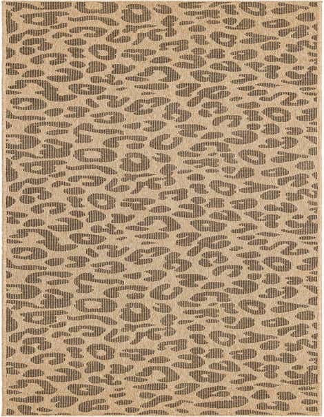 A 12 ft runner rug with a modern abstract leopard print pattern in shades of brown and tan, suitable for a hallway.