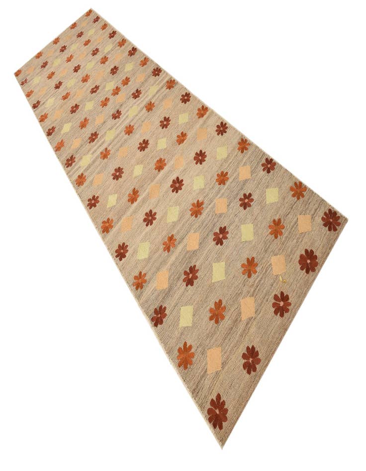 Detail image of  3' x 10' 4  Hand Woven Kilim Modern Wool Runner Rug