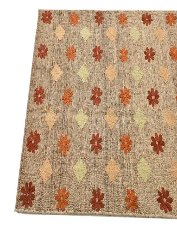 Detail image of  3' x 10' 4  Hand Woven Kilim Modern Wool Runner Rug