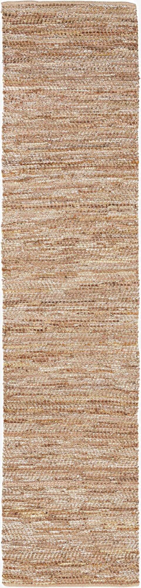  2' 7 x 12'  Hand Woven Leather Metallic Jute Runner Rug