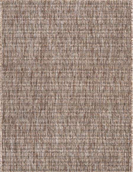 A 12 ft runner rug with a tribal pattern in shades of brown, tan, and cream, suitable for a hallway or patio.
