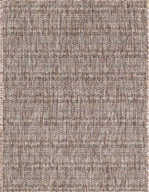A brown and tan 8 ft runner rug with a flatweave tribal pattern, suitable for a kitchen, hallway, or patio.