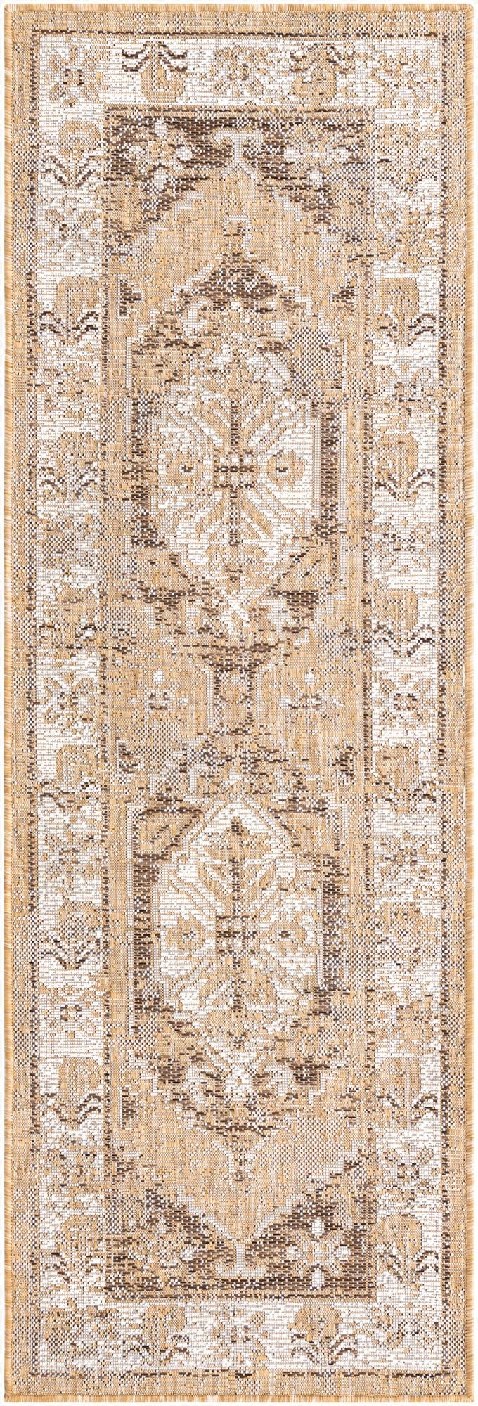  2' x 6'  Washable Traditional Indoor / Outdoor Runner Rug