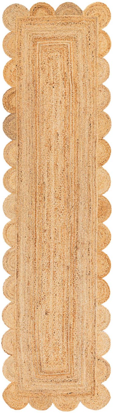  2' 7 x 10'  Hand Woven Scallop Braided Jute Runner Rug