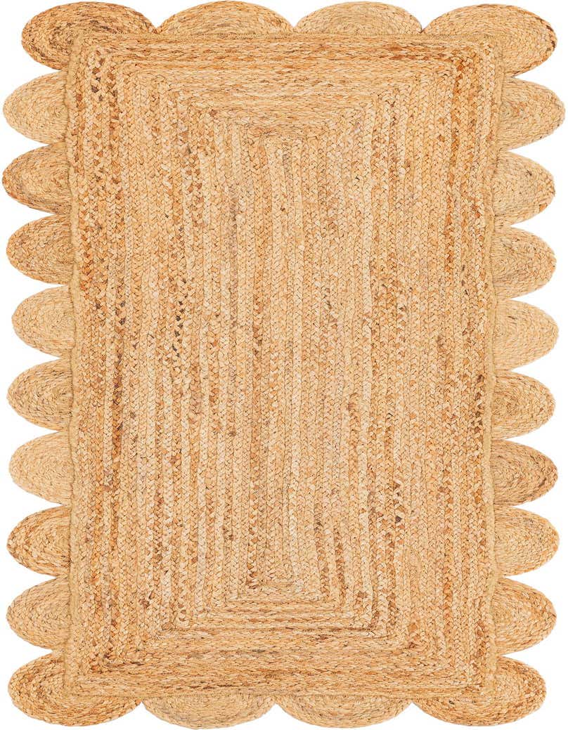 Primary image  2' x 5' 1  Hand Woven Scallop Braided Jute Runner Rug
