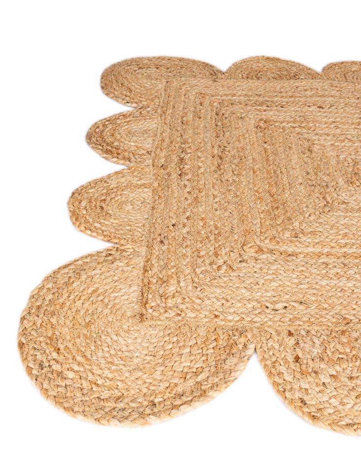Detail image of  2' x 4' 1  Hand Woven Scallop Braided Jute Runner Rug