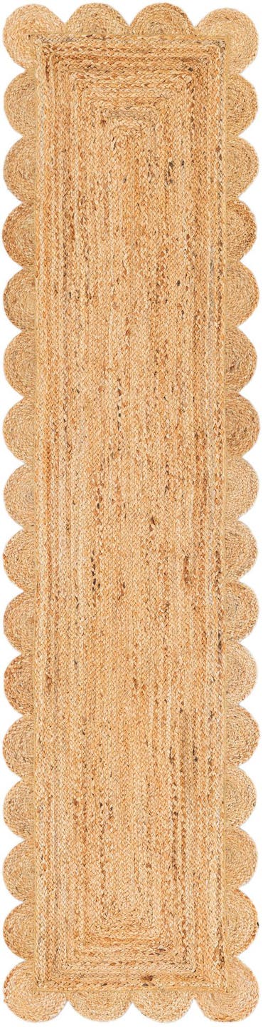  2' x 8'  Hand Woven Scallop Braided Jute Runner Rug