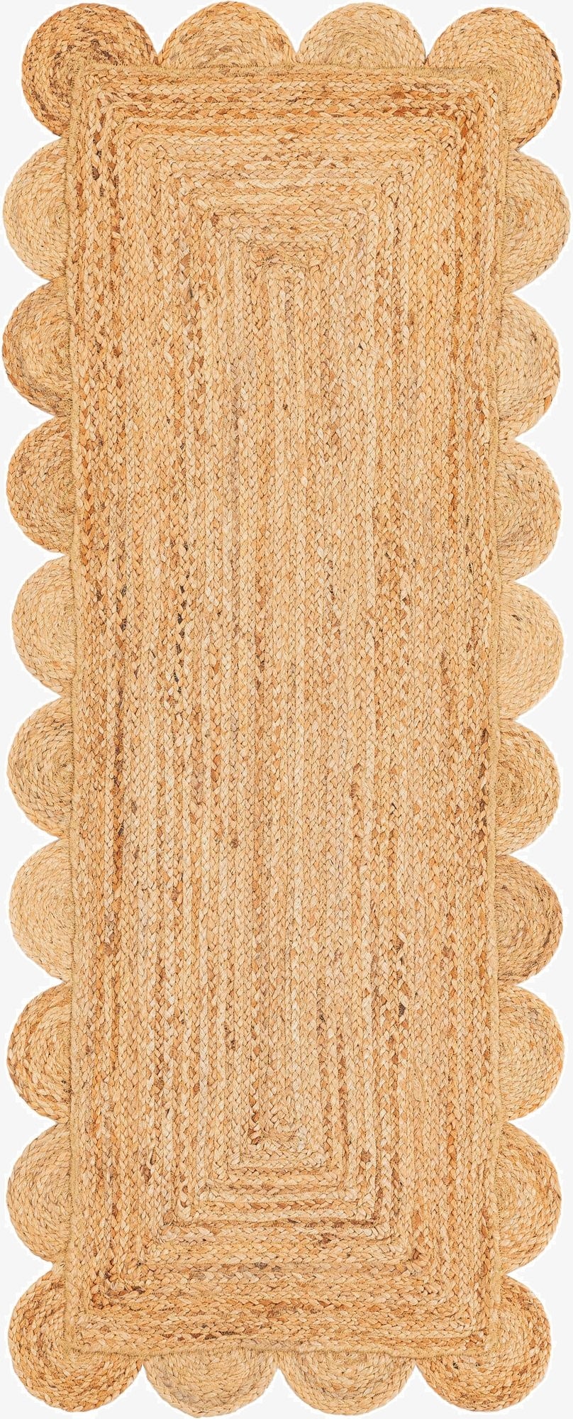 Primary image  2' x 5' 1  Hand Woven Scallop Braided Jute Runner Rug