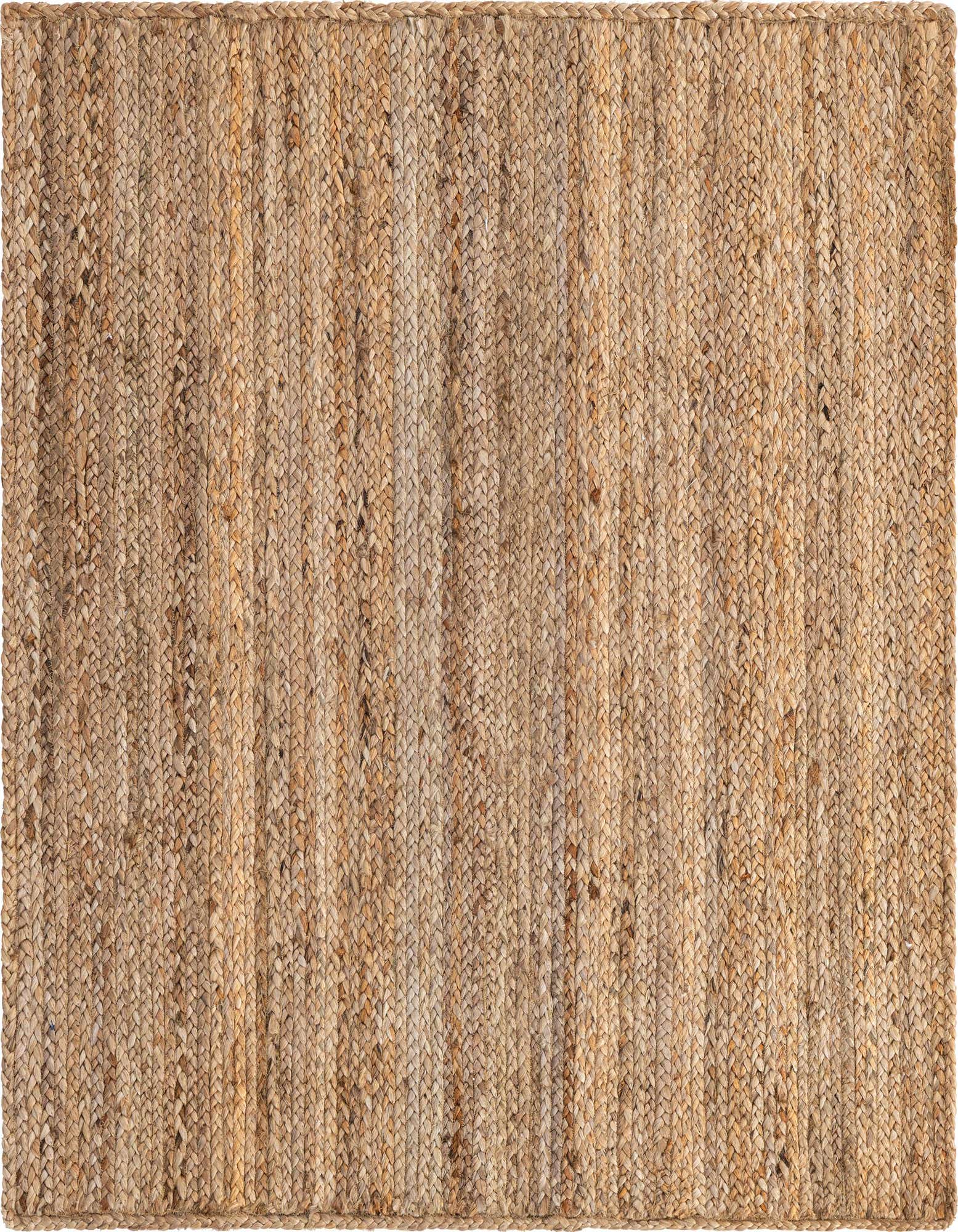 A 4' 1 x 4' 1 square Braided Jute rug by Rugs.com, featuring natural brown and tan braided jute fibers, creating a textured, solid pattern.