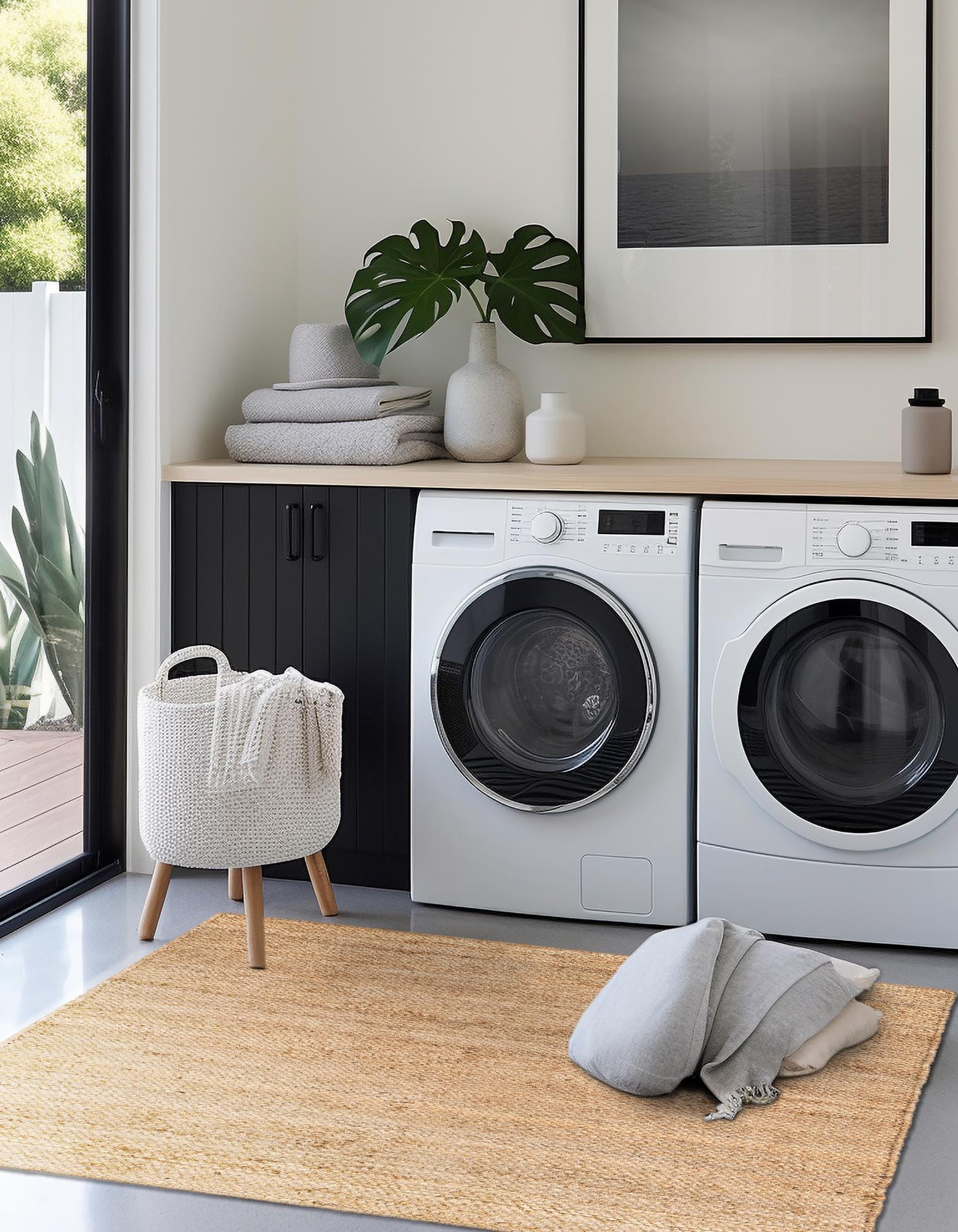 Natural 10' x 10' Hand Woven Chunky Jute Square Rug | Rugs.com