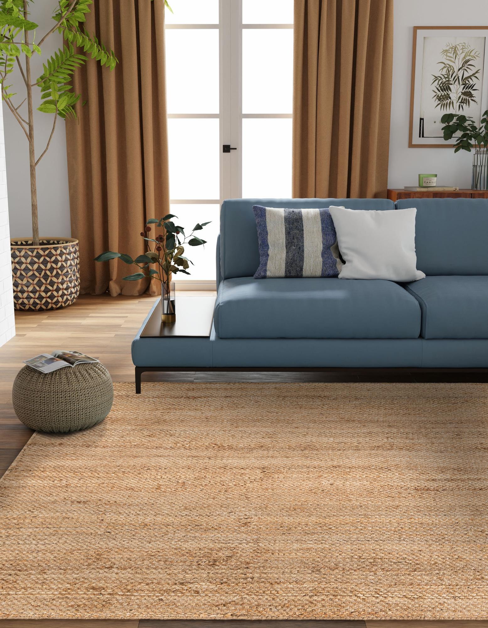 Natural 10' x 10' Hand Woven Chunky Jute Square Rug | Rugs.com