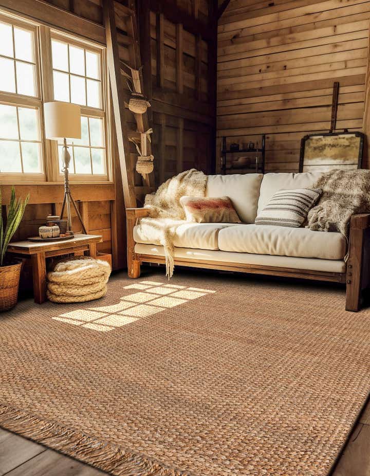 Natural 5' 1 x 5' 1 Hand Woven Chunky Jute Square Rug | Rugs.com