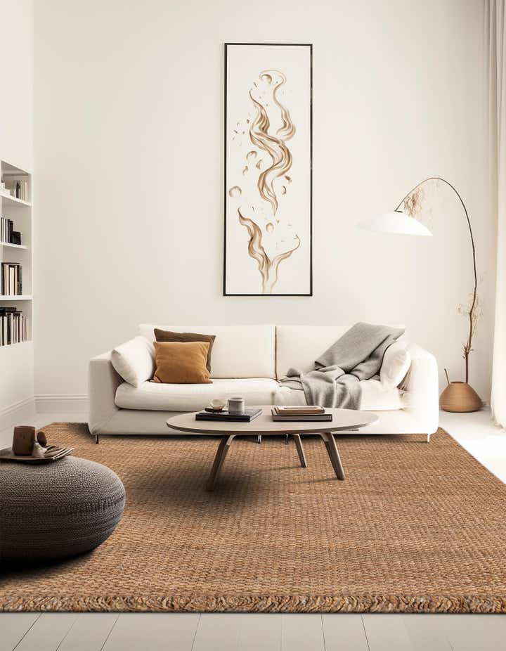 Natural 5' 1 x 5' 1 Hand Woven Chunky Jute Square Rug | Rugs.com