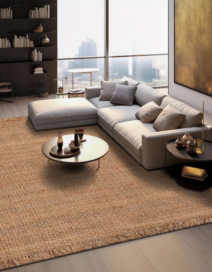 Natural 5' 1 x 5' 1 Hand Woven Chunky Jute Square Rug | Rugs.com