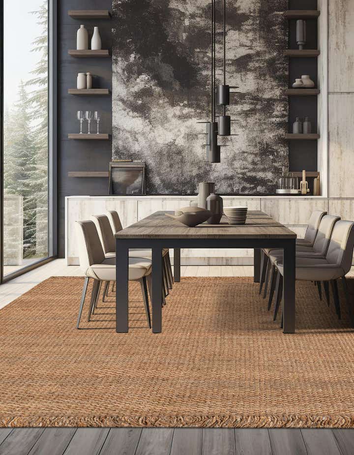 Natural 5' 1 x 5' 1 Hand Woven Chunky Jute Square Rug | Rugs.com