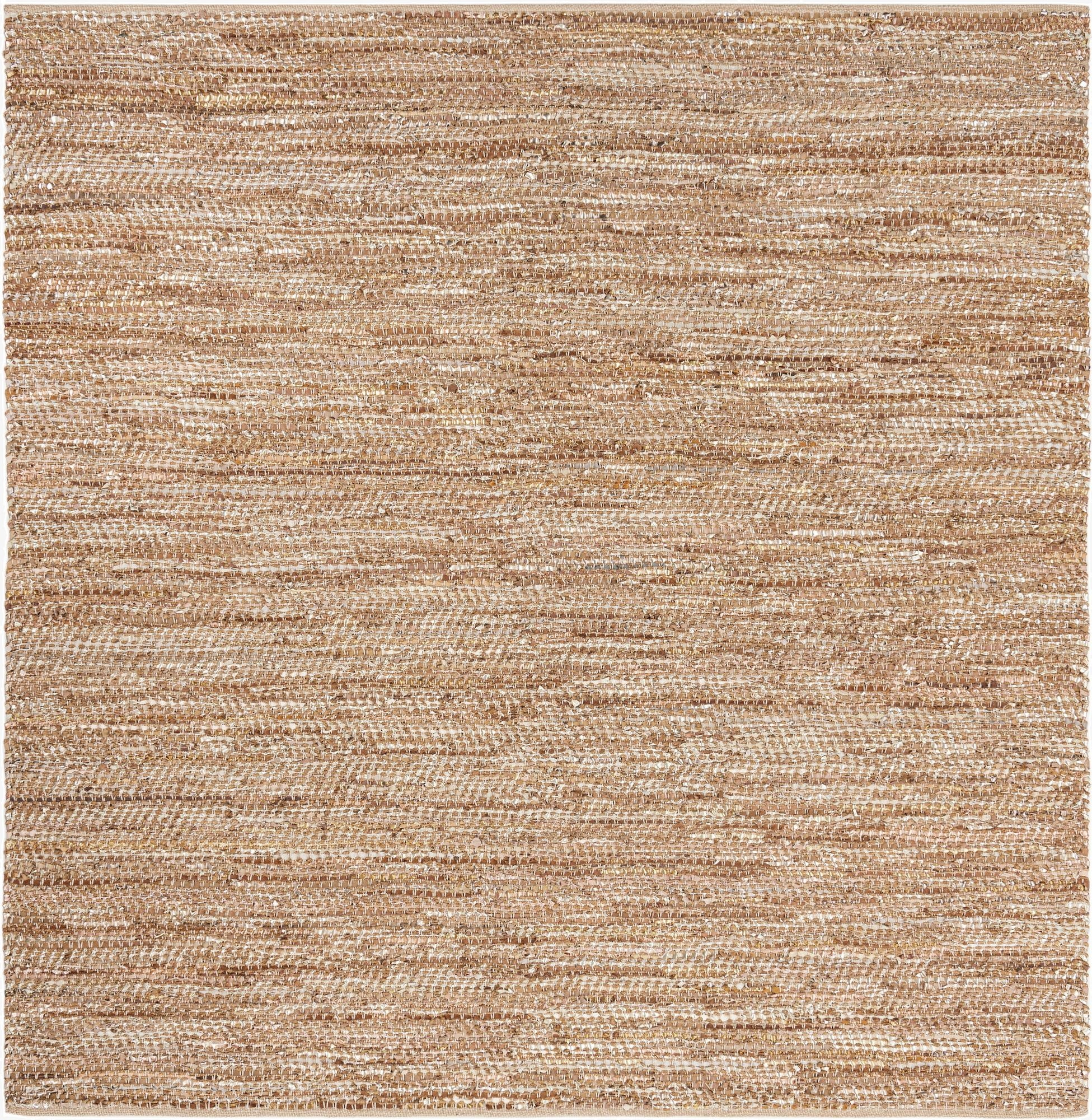  7' 10 x 7' 10  Hand Woven Leather Metallic Jute Square Rug