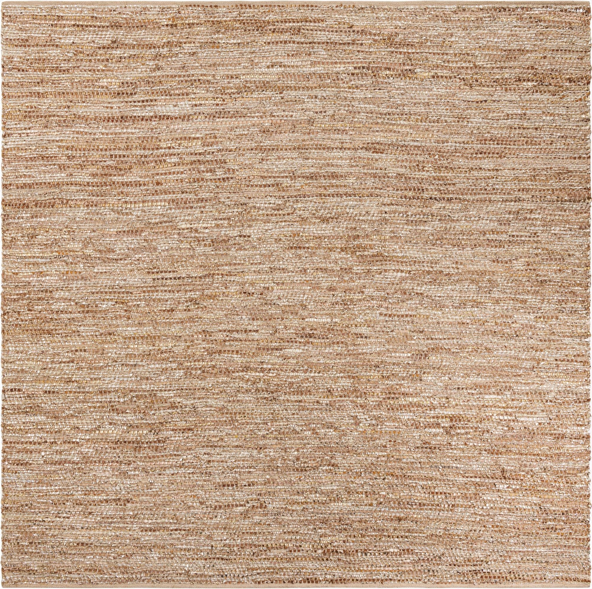  10' x 10'  Hand Woven Leather Metallic Jute Square Rug