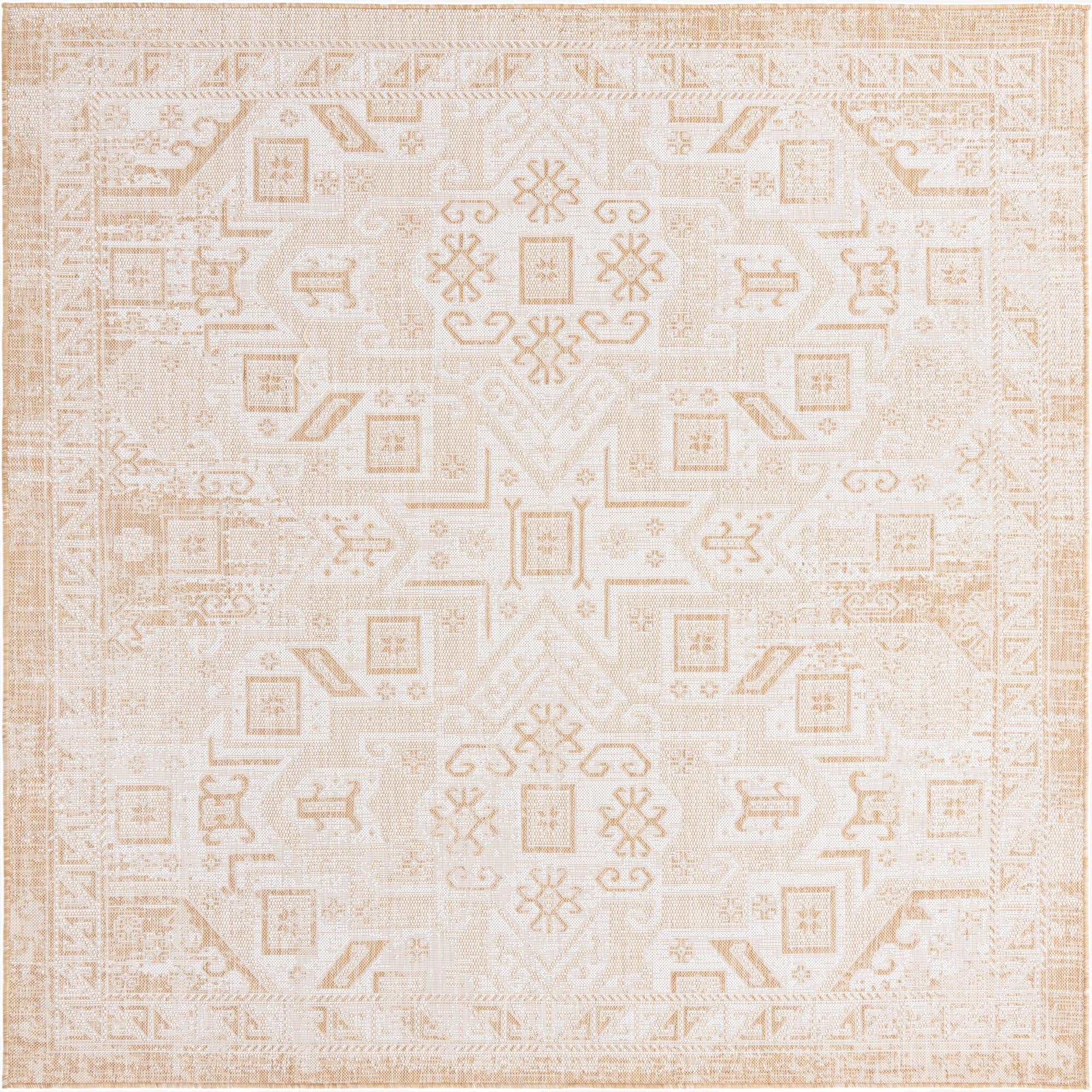  7' 10 x 7' 10  Washable Aztec Indoor / Outdoor Square Rug