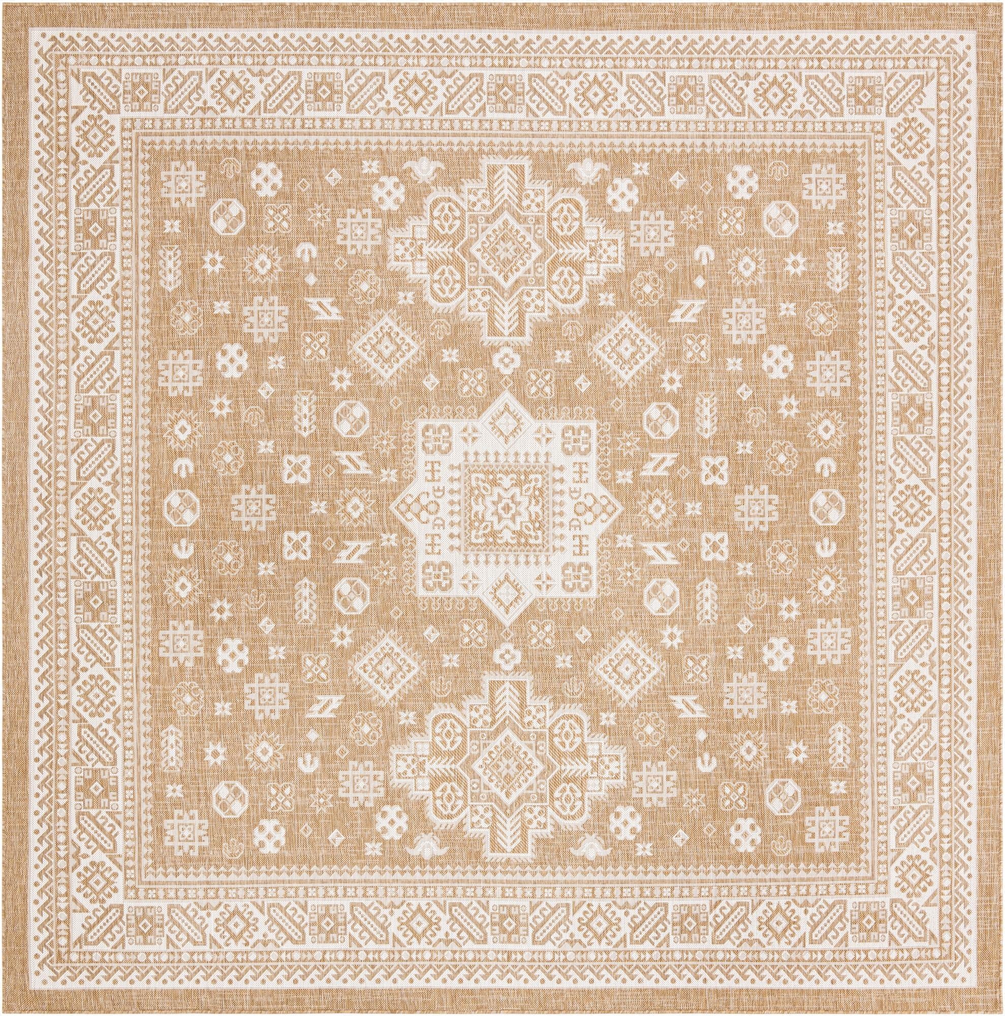  10' x 10'  Washable Aztec Indoor / Outdoor Square Rug