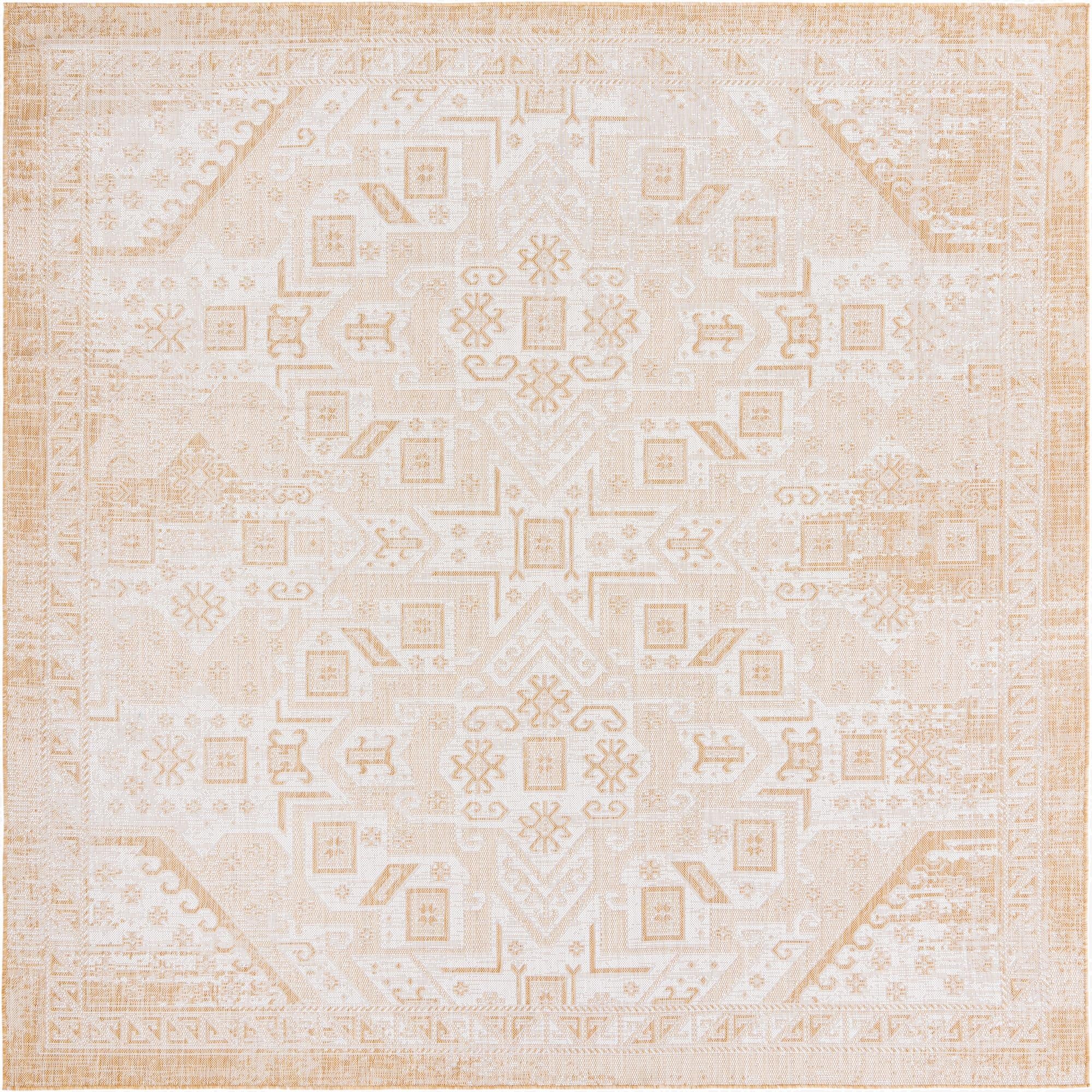  10' x 10'  Washable Aztec Indoor / Outdoor Square Rug