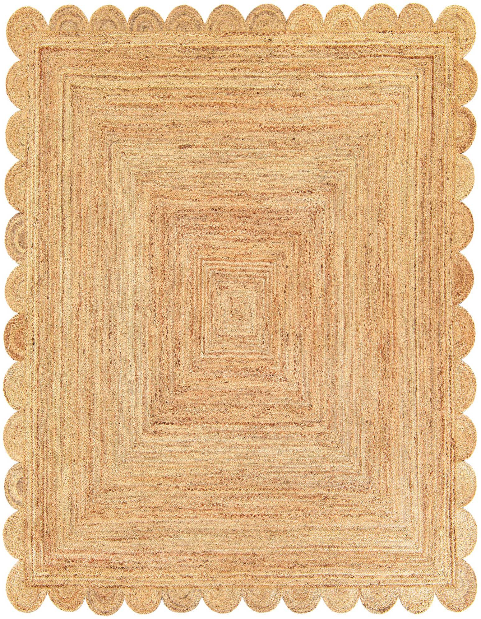 Primary image  7' 10 x 7' 10  Hand Woven Scallop Braided Jute Square Rug