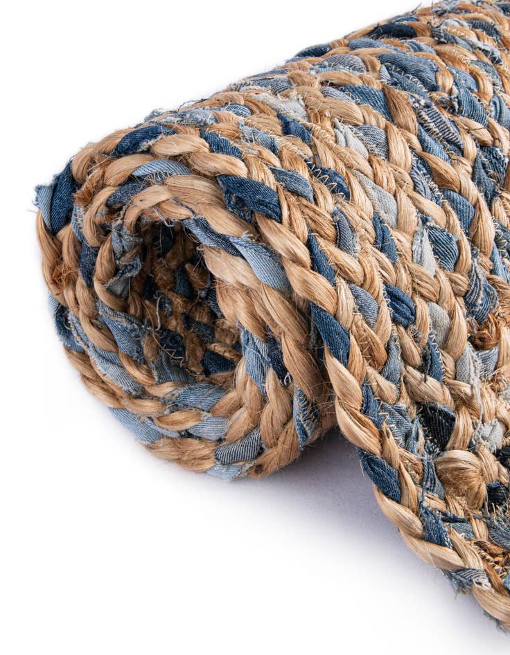 Detail image of  0' 9 x 2' 6  Hand Woven Braided Chindi Stair Rug