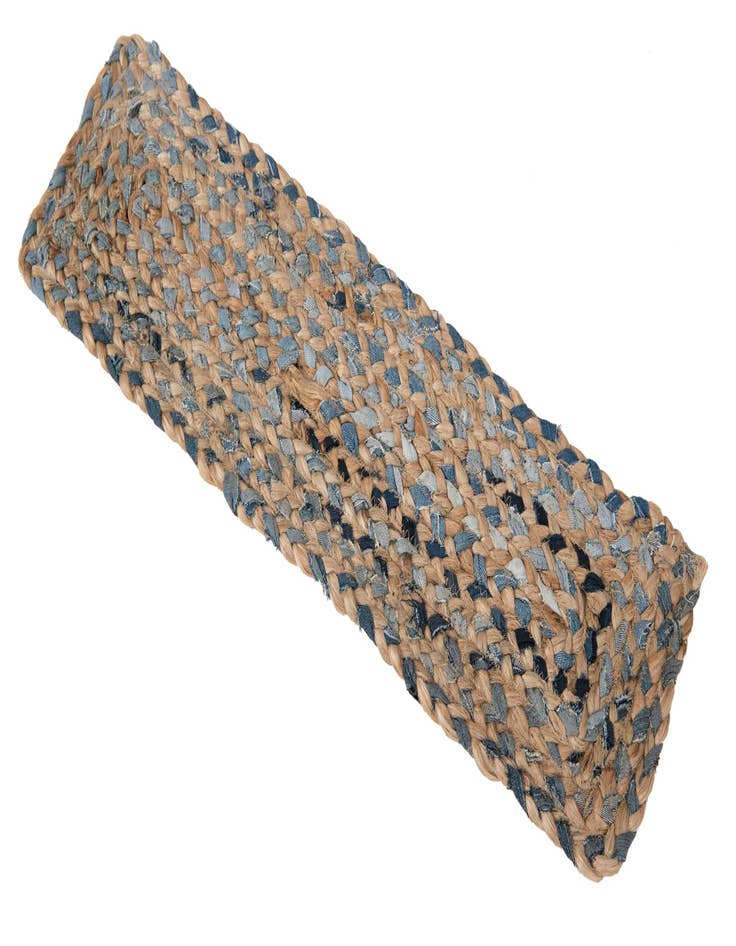 Detail image of  0' 9 x 2' 6  Hand Woven Braided Chindi Stair Rug