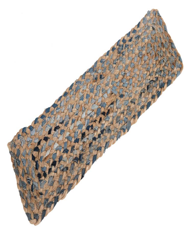 Detail image of  0' 9 x 2' 6  Hand Woven Braided Chindi Stair Rug