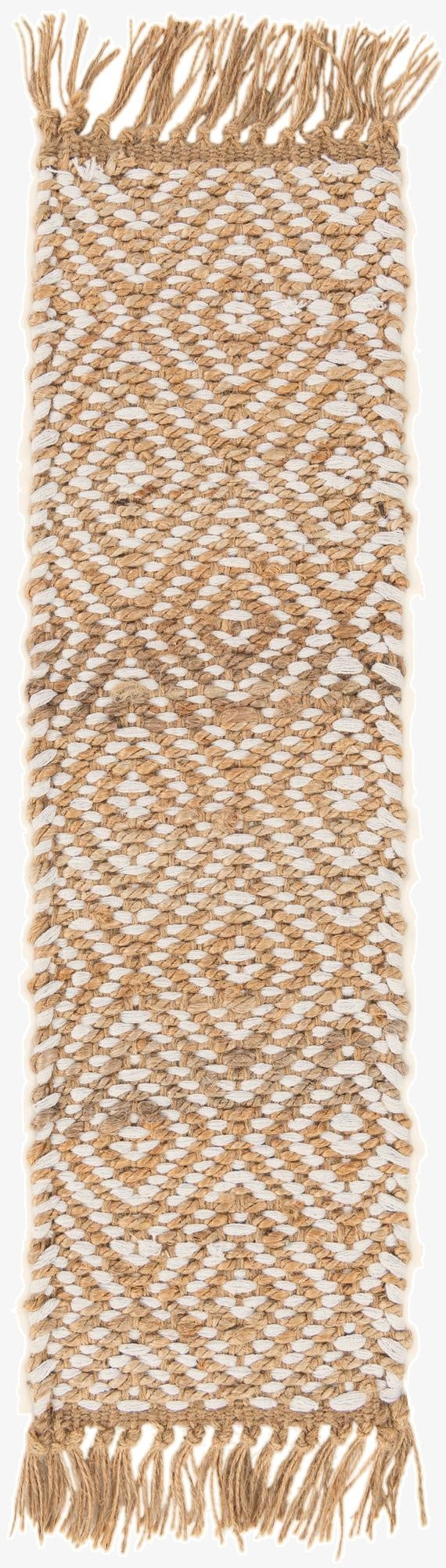  0' 9 x 2' 6  Hand Woven Braided Jute Stair Rug