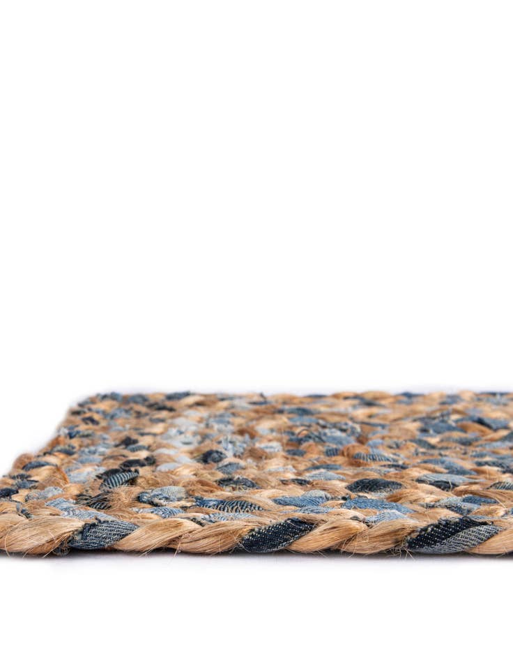 Detail image of  1' 2 x 5' 1  Hand Braided Chindi Table Runner Rug