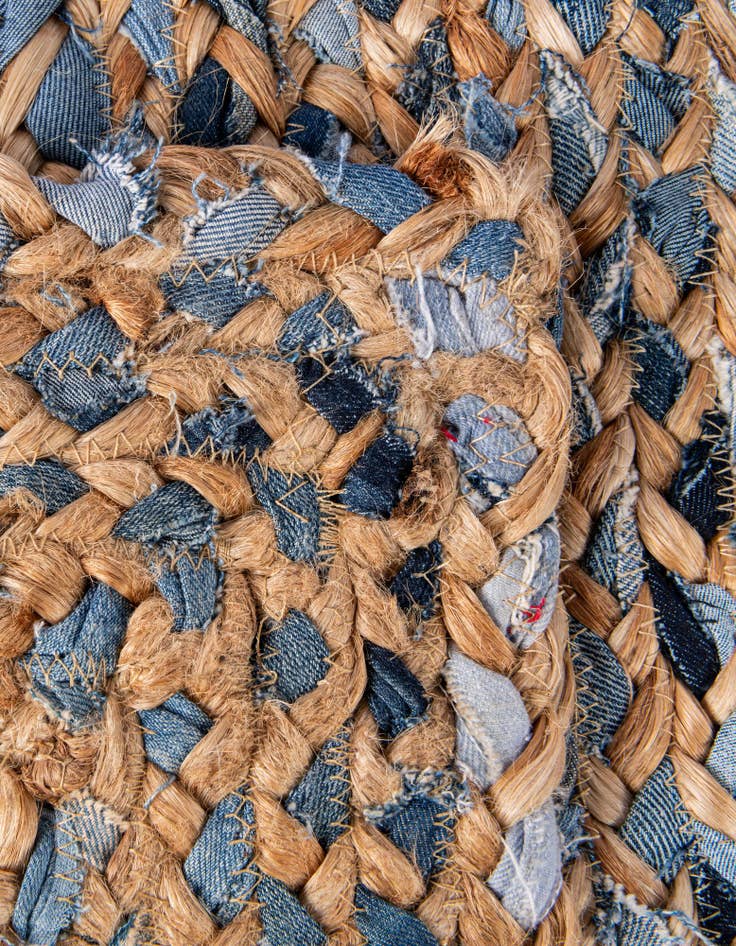 Detail image of  1' 2 x 5' 1  Hand Braided Chindi Table Runner Rug