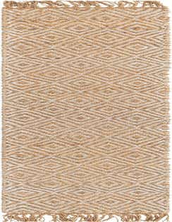 A 1' 2 x 10' 0 Braided Jute runner rug featuring a natural brown and ivory diamond pattern with fringed ends, ideal for hallways or kitchens.