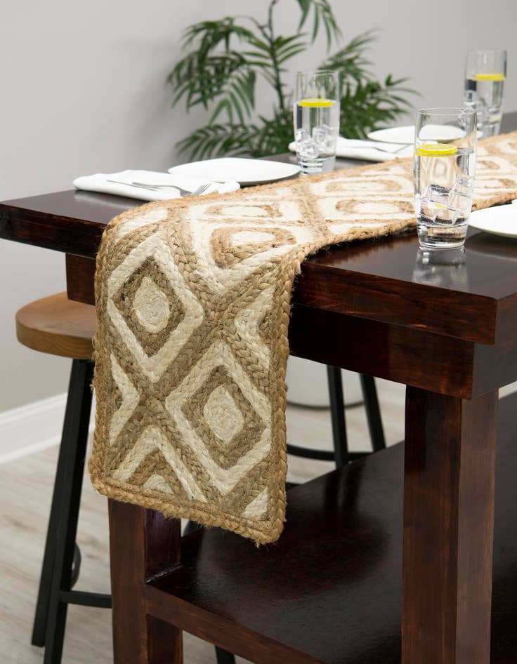 Detail image of  1' 2 x 10'  Hand Braided Jute Table Runner Rug