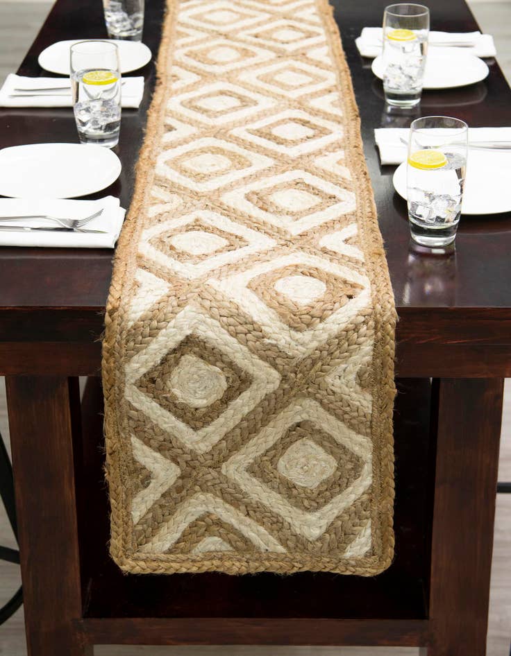 Detail image of  1' 2 x 10'  Hand Braided Jute Table Runner Rug
