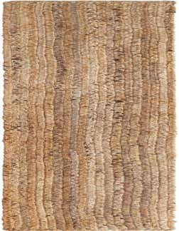 A 1' 2 x 10' 0 natural braided jute runner rug in varying shades of brown and tan, showcasing its textured, handmade flatweave.