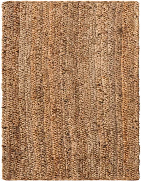 A 1' 2 x 5' 1 Braided Jute runner rug in natural brown and tan tones, featuring a tight, textured weave.