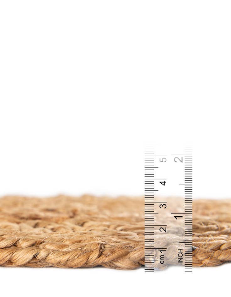 Detail image of  1' 4 x 4' 1  Hand Braided Jute Table Runner Rug