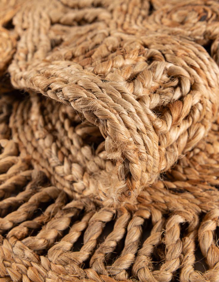 Detail image of  1' 4 x 4' 1  Hand Braided Jute Table Runner Rug