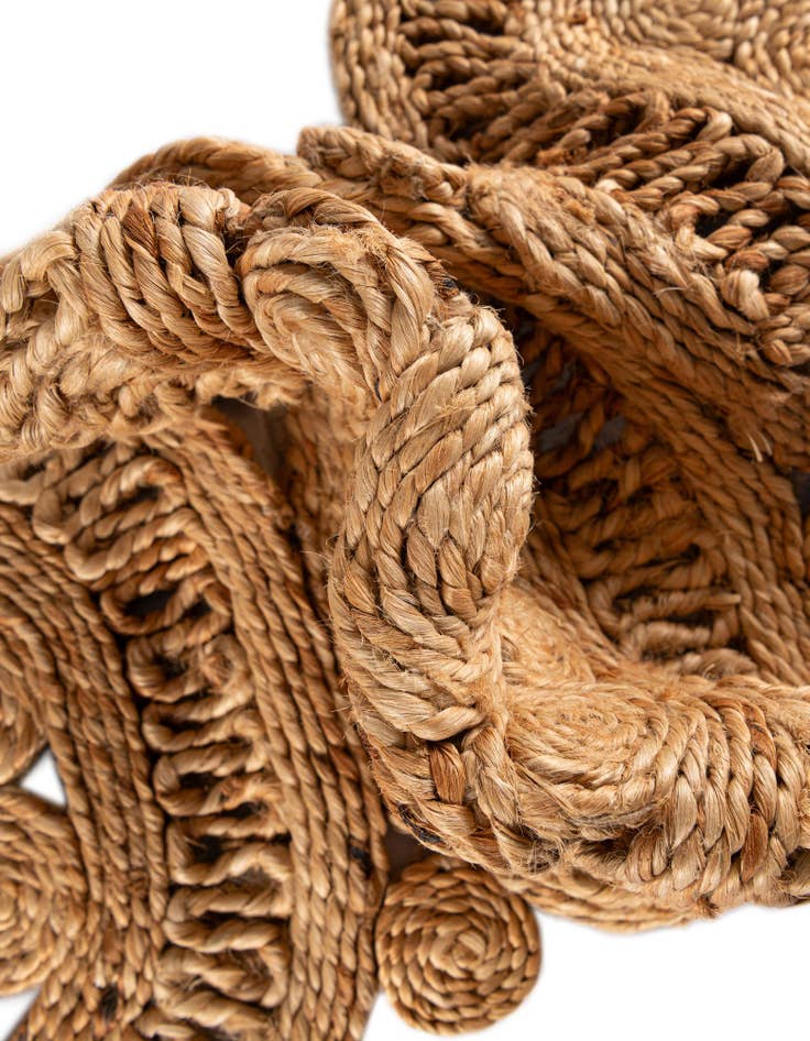 Detail image of  1' 4 x 4' 1  Hand Braided Jute Table Runner Rug