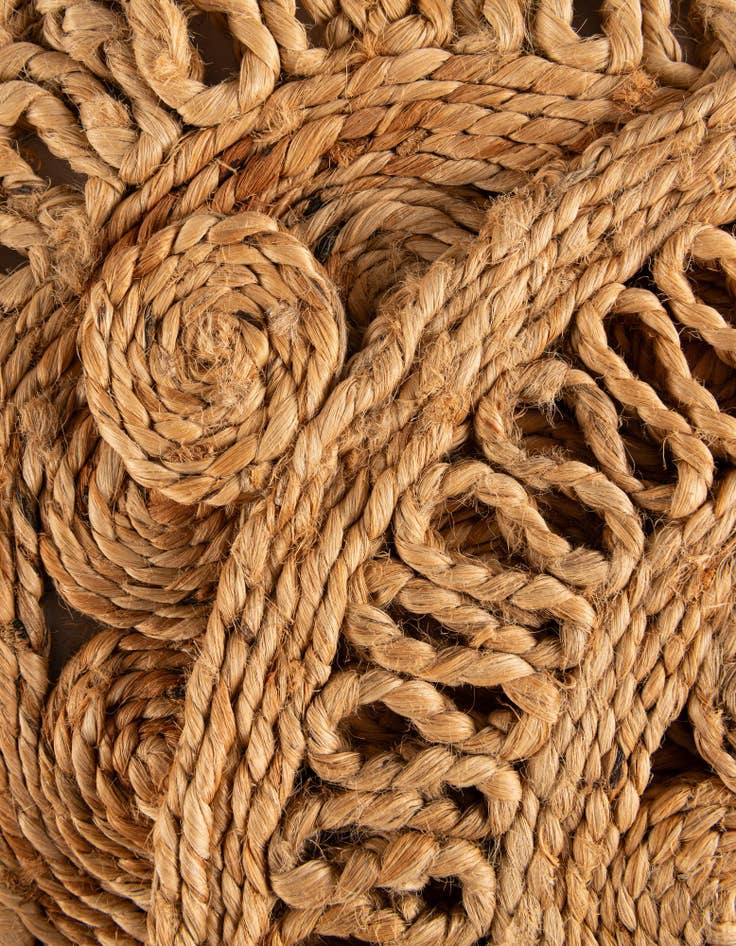 Detail image of  1' 4 x 4' 1  Hand Braided Jute Table Runner Rug