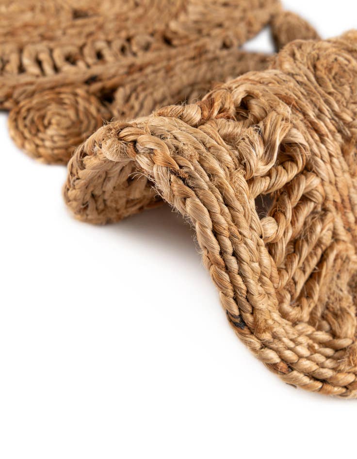 Detail image of  1' 4 x 4' 1  Hand Braided Jute Table Runner Rug