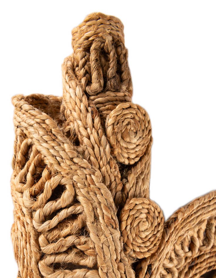 Detail image of  1' 4 x 4' 1  Hand Braided Jute Table Runner Rug