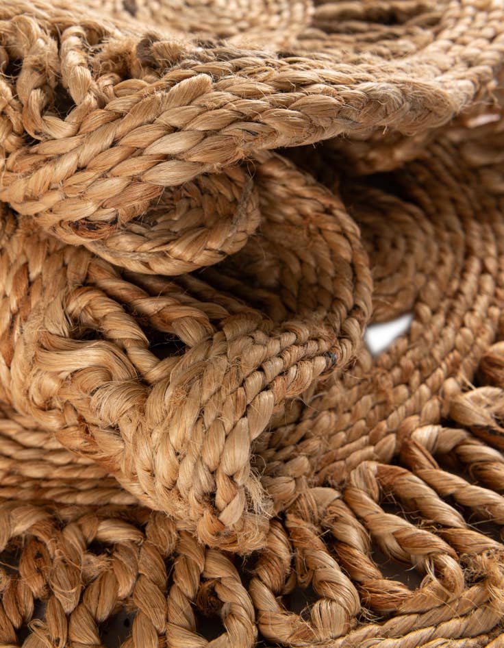 Detail image of  1' 4 x 4' 1  Hand Braided Jute Table Runner Rug