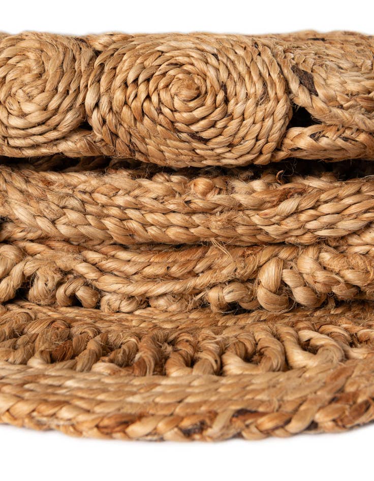 Detail image of  1' 4 x 4' 1  Hand Braided Jute Table Runner Rug