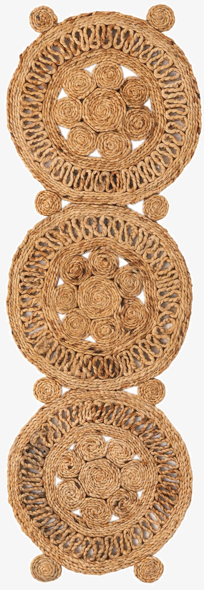  1' 4 x 4' 1  Hand Braided Jute Table Runner Rug