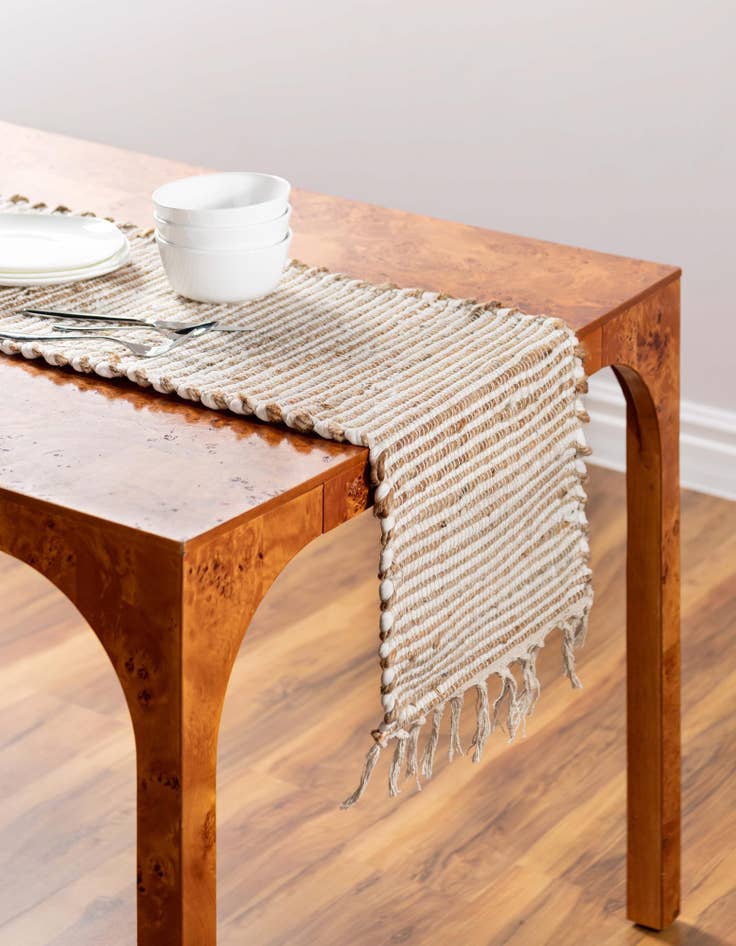 Detail image of  1' 2 x 10'  Hand Woven Chindi Jute Table Runner Rug