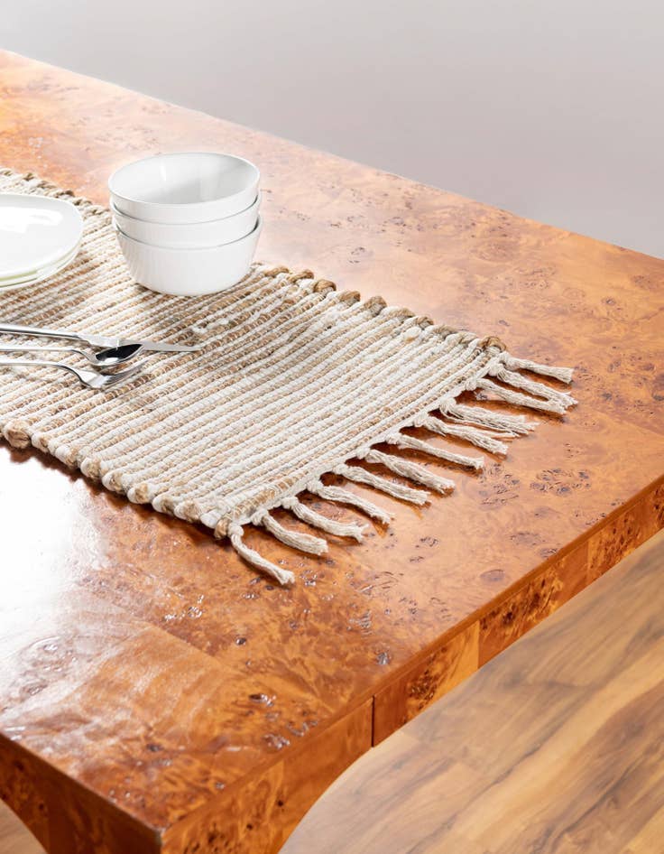 Detail image of  1' 2 x 10'  Hand Woven Chindi Jute Table Runner Rug